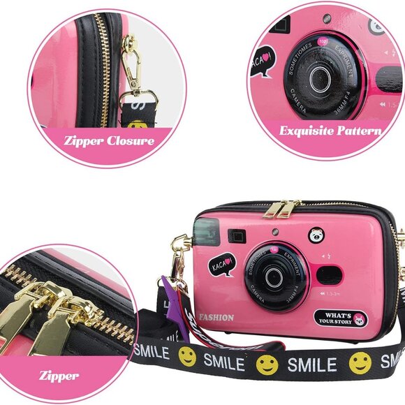 Women Camera Shape PU Leather Crossbody Shoulder Bag Clutch Purse - Picture 4 of 7